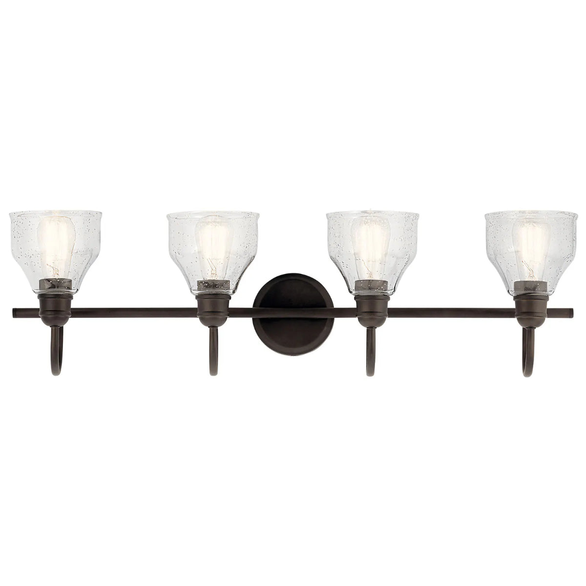 Avery 34 In 4-Lights Bathroom Vanity Light With Clear Fluted Glass, Bronze Finish - Bees Lighting