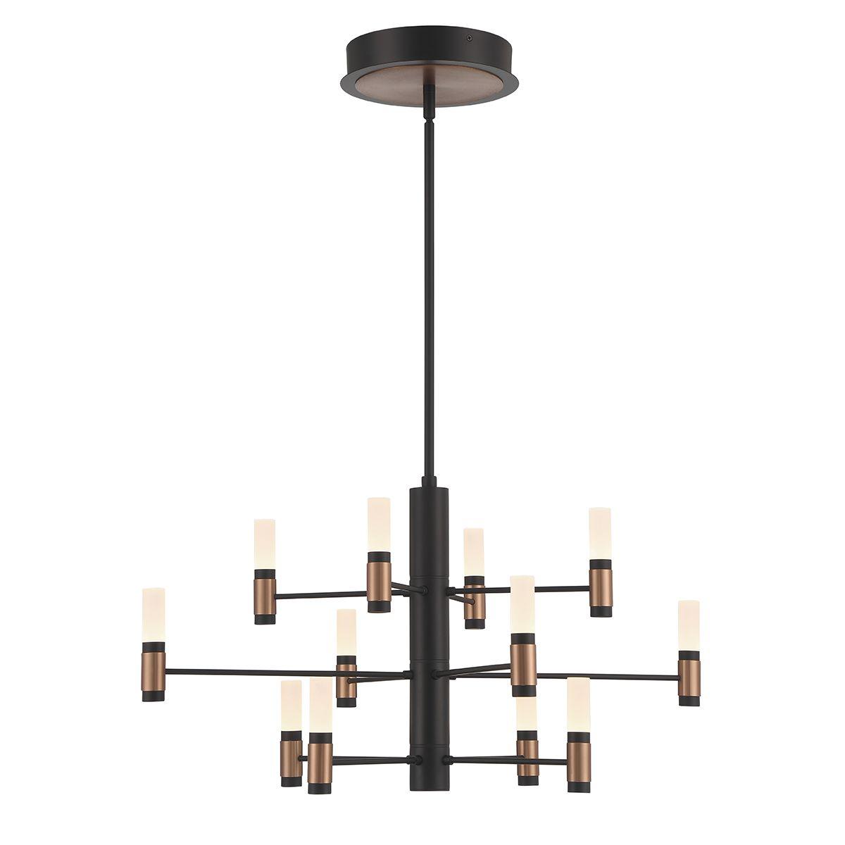 Albany 12 Lights 31 in. LED Chandelier Black & Brass Finish - Bees Lighting