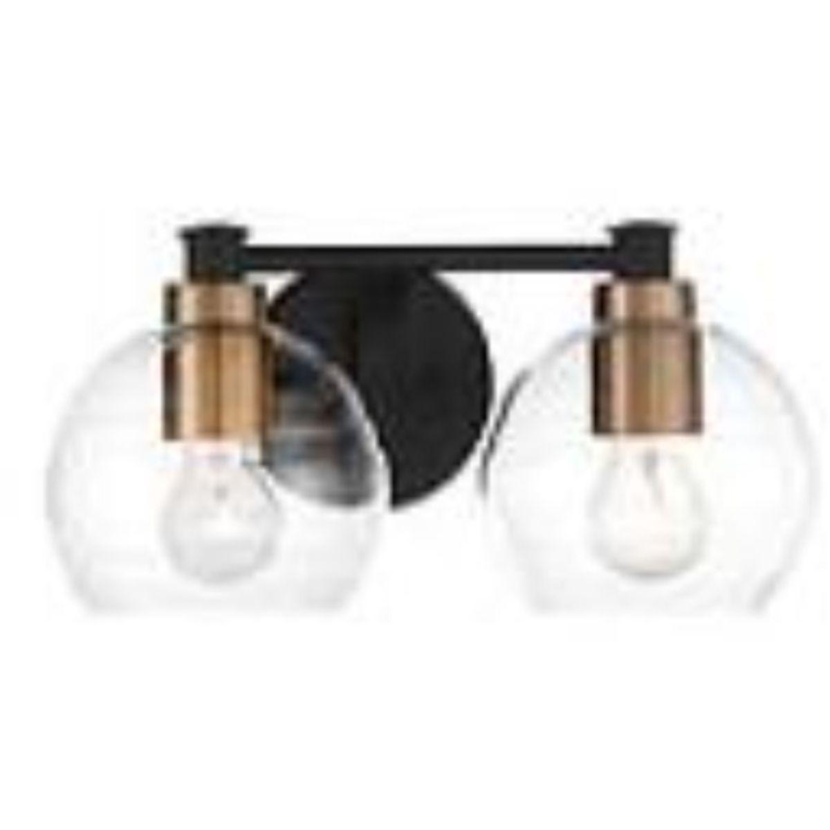 Keyport 15 in. 2 Lights Vanity Light Black & Brushed Brass finish - Bees Lighting