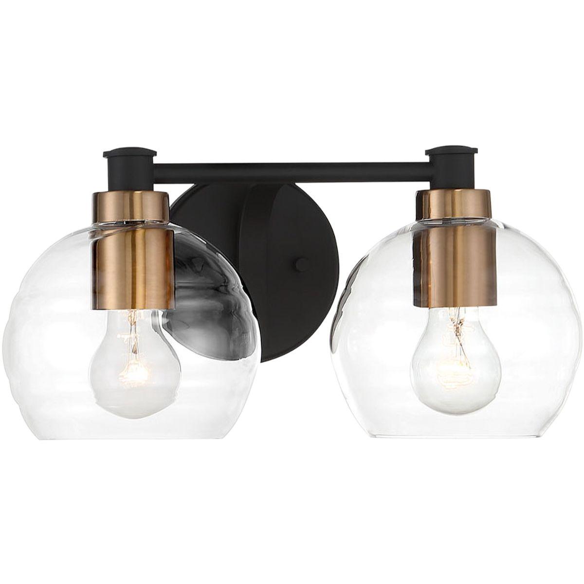 Keyport 15 in. 2 Lights Vanity Light Black & Brushed Brass finish - Bees Lighting