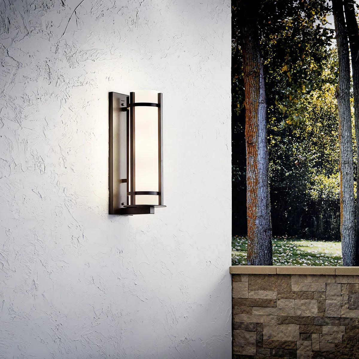 Camden 26 In 3-Lights Outdoor Wall Light With Satin Etched Opal Glass, Bronze Finish - Bees Lighting