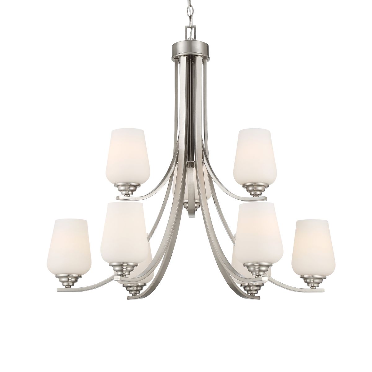 Shyloh 31 in. 9 Lights Chandelier Brushed Nickel finish - Bees Lighting