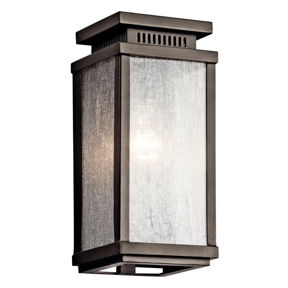 Manningham 11 In 1-Light Outdoor Wall Light with Clear Seeded Glass, Bronze Finish - Bees Lighting