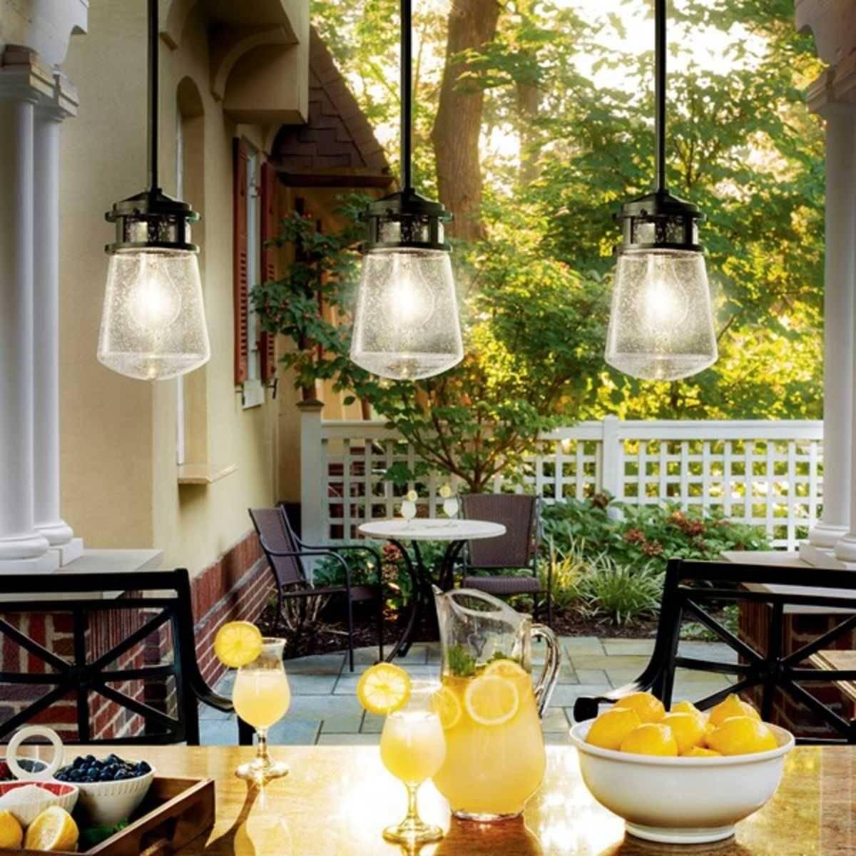 Lyndon 11.75 in. Outdoor Pendant Light Bronze Finish