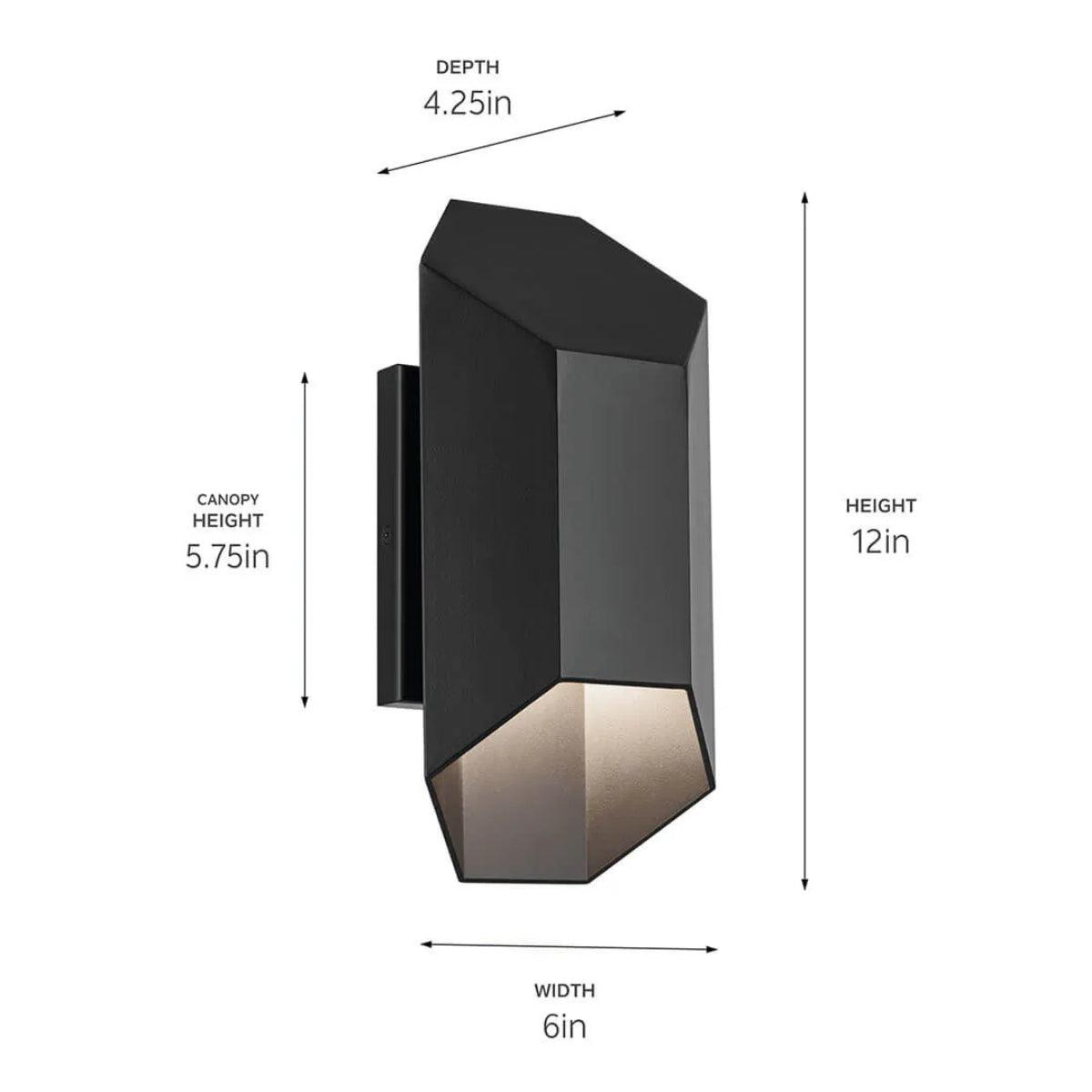 Estella 12 In 1-Light LED Outdoor Wall Light Dark Sky Compliant, Black Finish - Bees Lighting