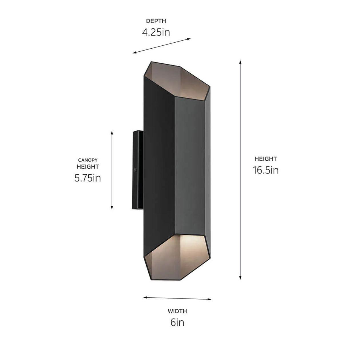 Estella 17 In 2-Lights LED Outdoor Wall Light Dark Sky Compliant, Black Finish - Bees Lighting