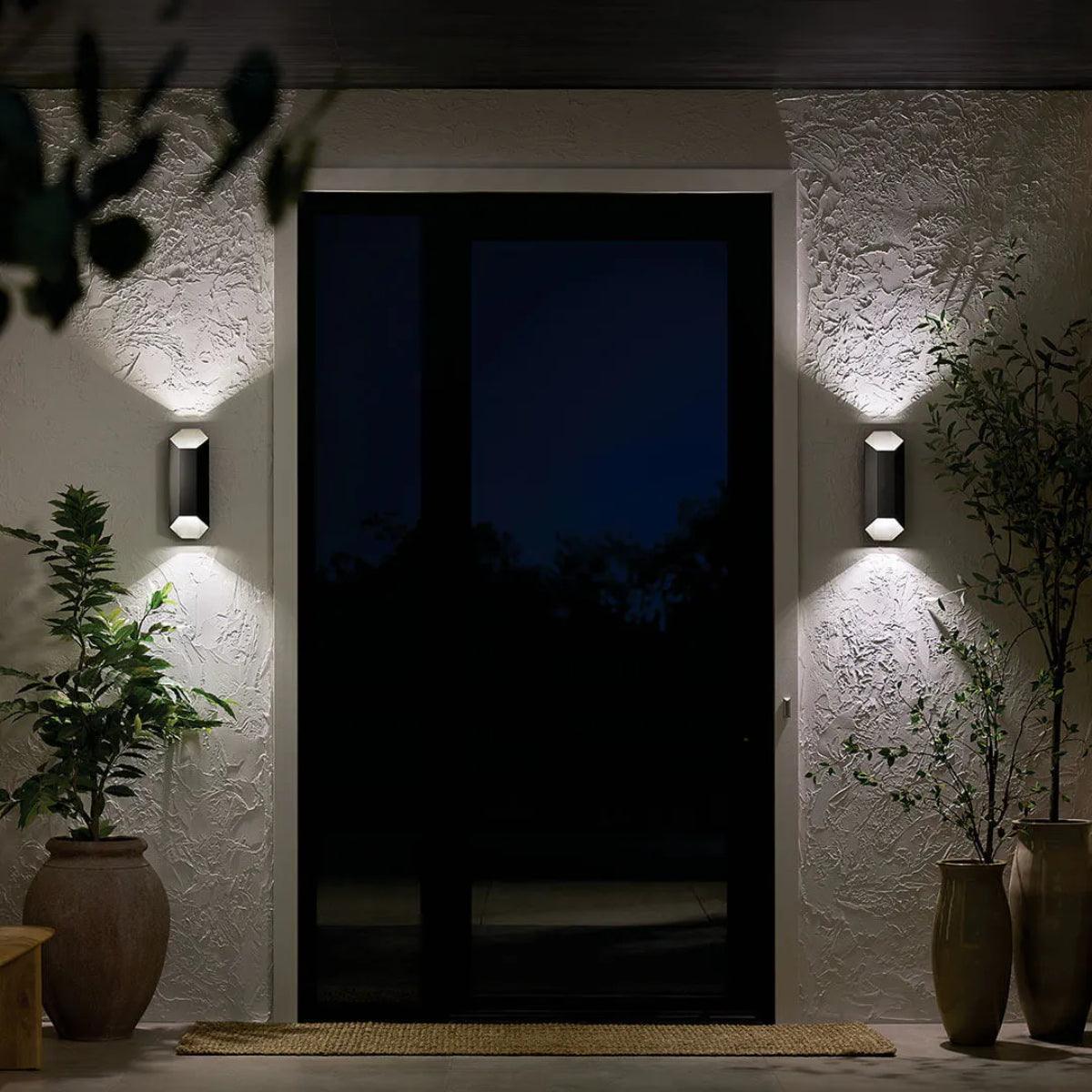 Estella 17 In 2-Lights LED Outdoor Wall Light Dark Sky Compliant, Black Finish - Bees Lighting