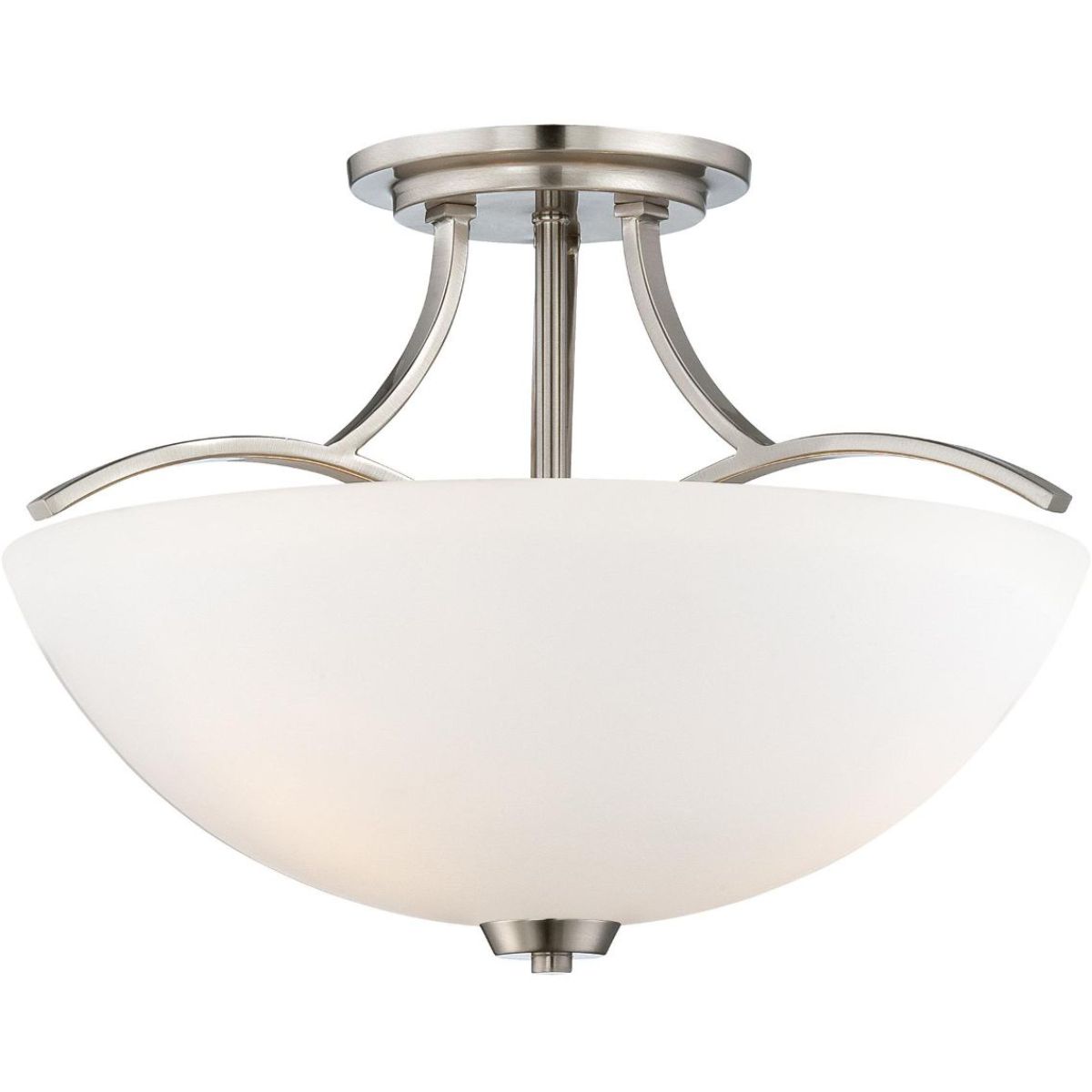 Overland Park 17 in. 3 Lights Semi flush Mount Light Brushed Nickel finish - Bees Lighting