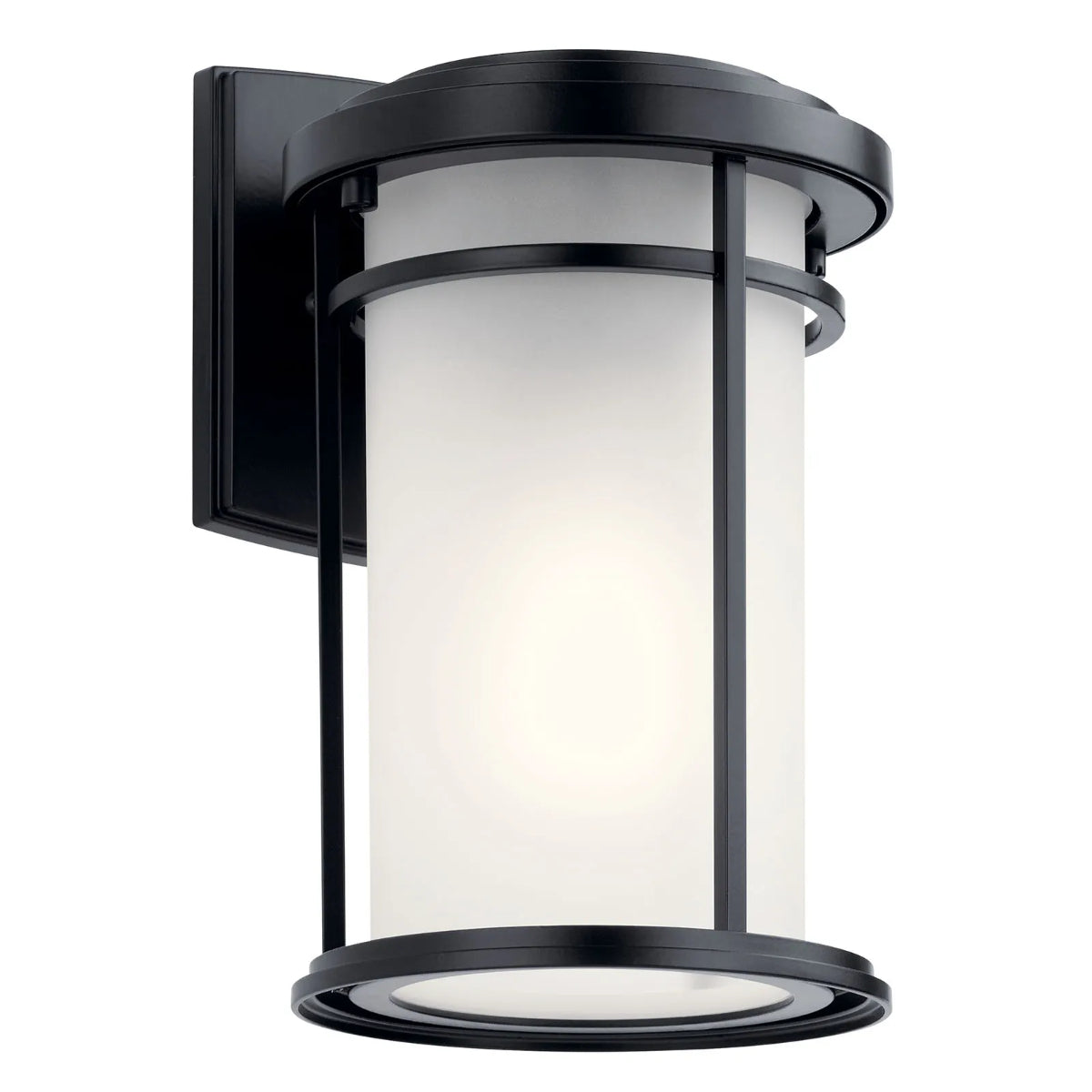 Toman 10 In 1-Light LED Outdoor Wall Light With Clear Satin Etched Glass, Black Fnish