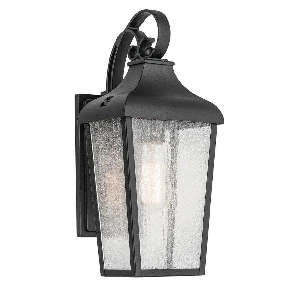 Forestdale 15 In 1-Light Outdoor Wall Light With Clear Seeded Glass, Black - Bees Lighting