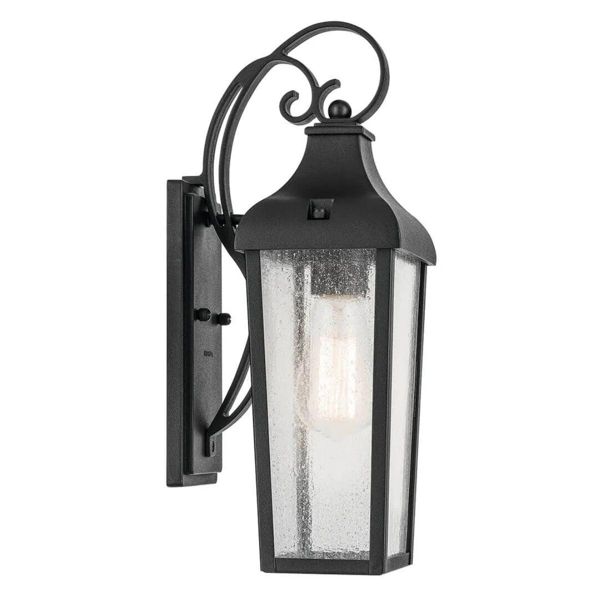 Forestdale 15 In 1-Light Outdoor Wall Light With Clear Seeded Glass, Black - Bees Lighting