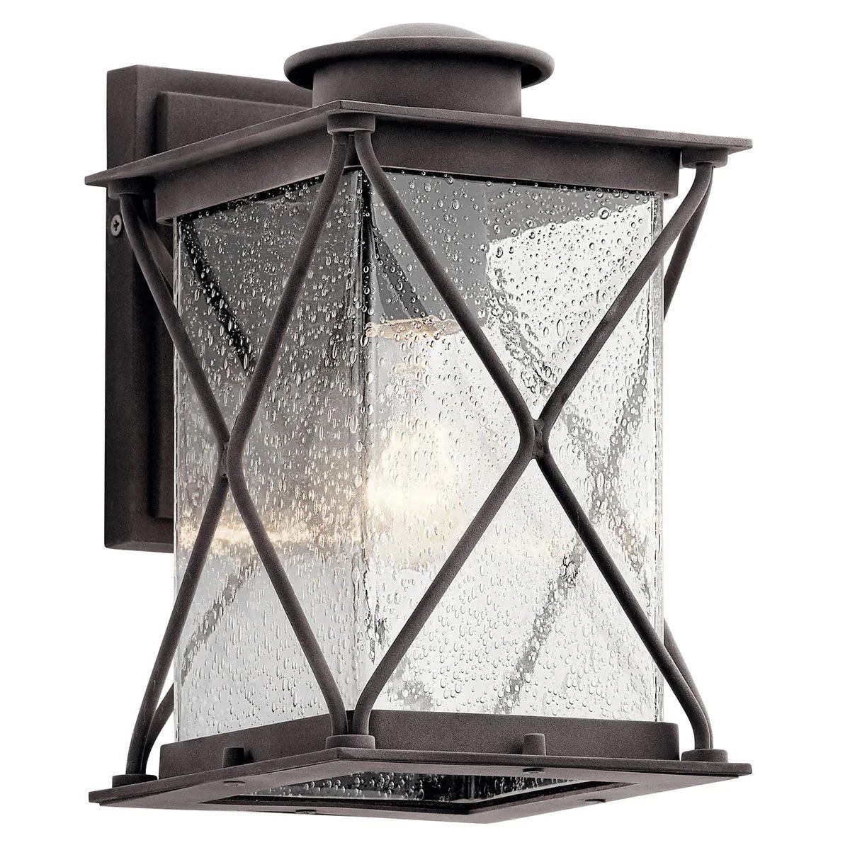 Argyle 10 in 1-Light Outdoor Wall Light With Clear Seeded Glass, Bronze Finish - Bees Lighting