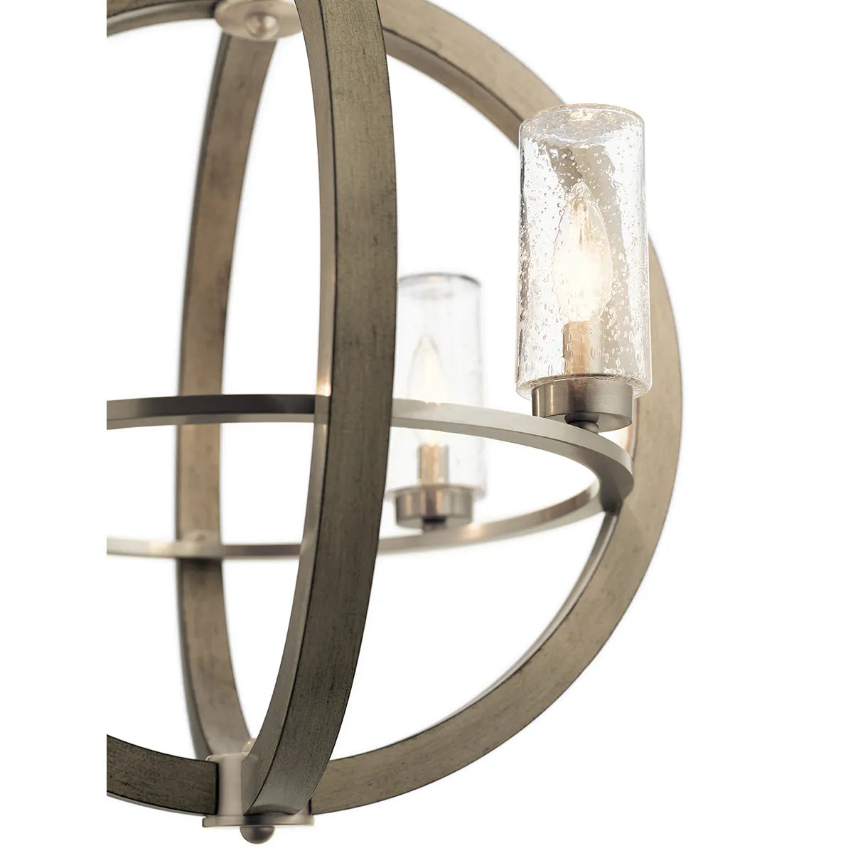 Grand Bank 23" 4-Light Outdoor Chandelier 1-Tier with Clear seeded glass, Distressed antique gray Finish