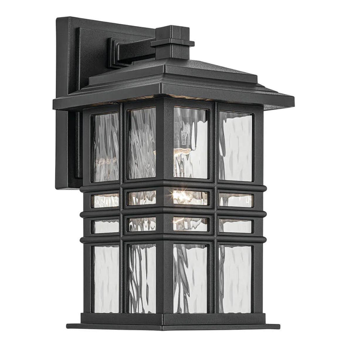 Beacon Sqaure 18 In 1-Light Outdoor Wall Light With Clear Hammered Glass, White Finish - Bees Lighting