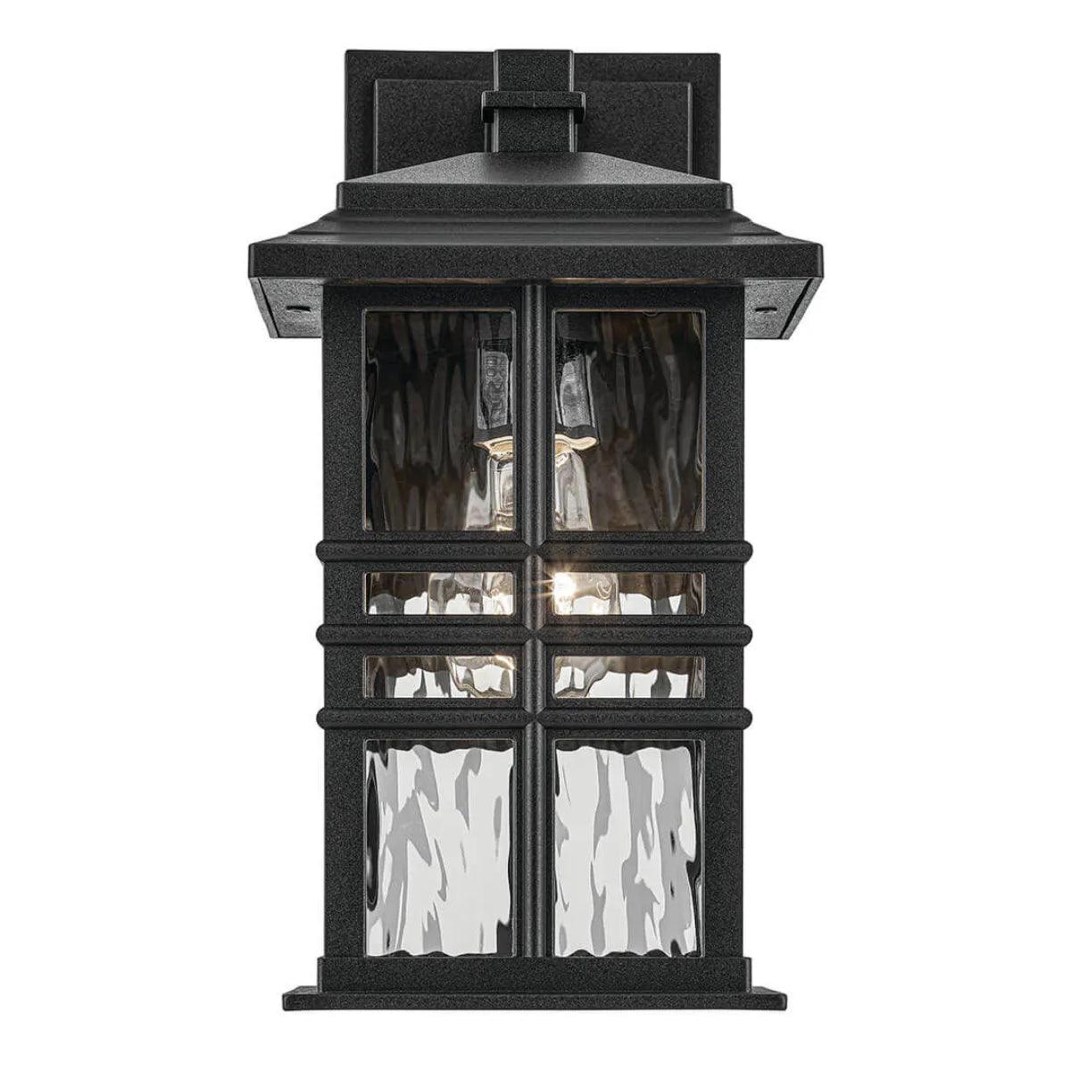 Beacon Sqaure 18 In 1-Light Outdoor Wall Light With Clear Hammered Glass, White Finish - Bees Lighting