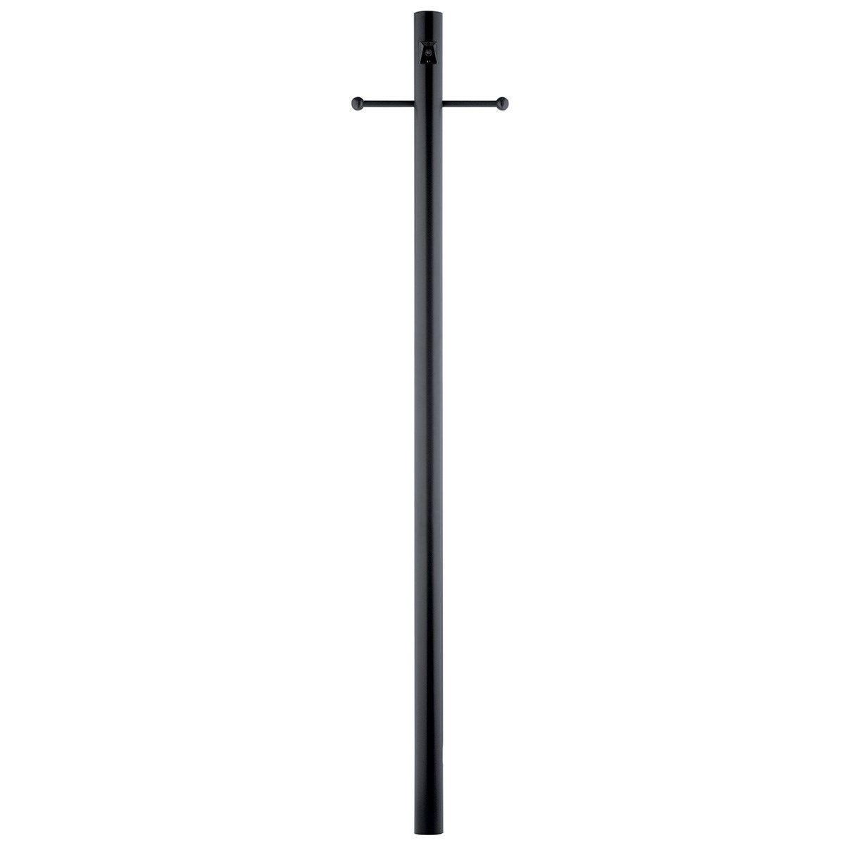 7 ft Light Pole With Photocell and Ladder Rest, Direct Burial, 3 in Aluminum Shaft, Black Finish - Bees Lighting