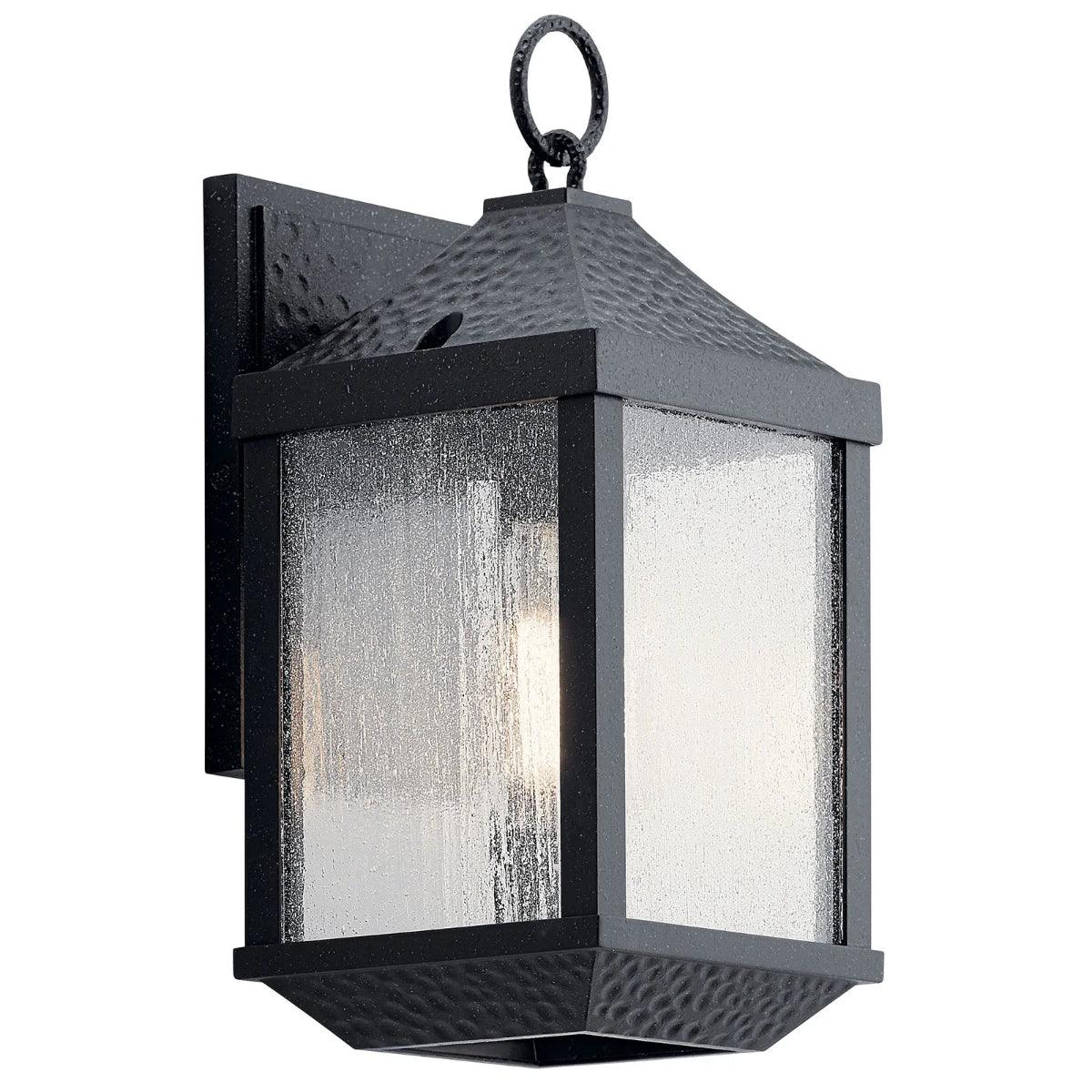 Springfield 14 In 1-Light Outdoor Wall Light With Clear Seeded Glass, Black Finish - Bees Lighting