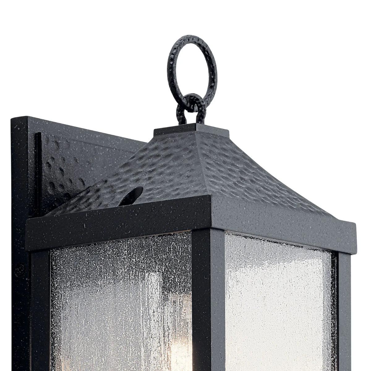 Springfield 14 In 1-Light Outdoor Wall Light With Clear Seeded Glass, Black Finish - Bees Lighting