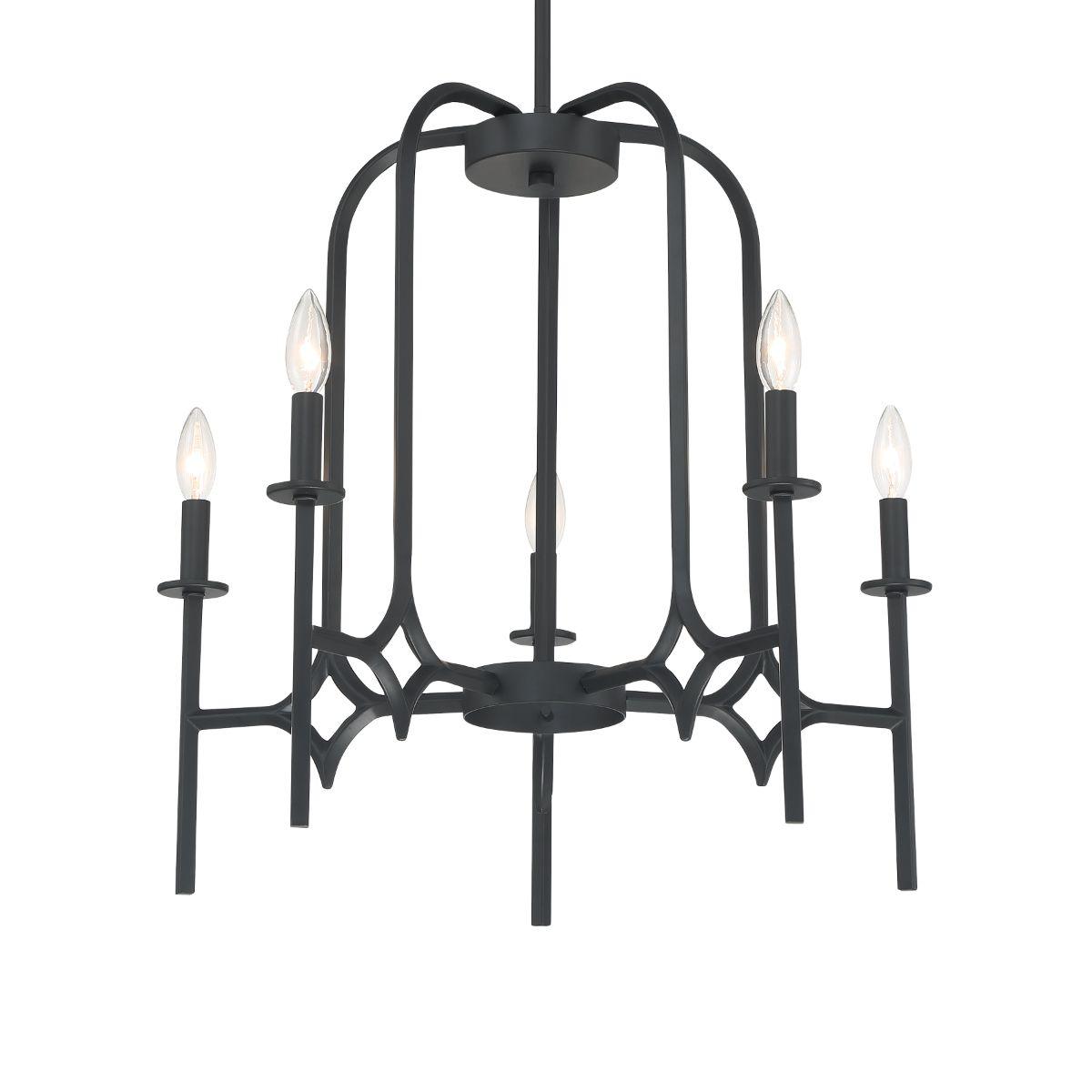 Muncie 25 In. 5 Lights Chandelier Black Finish - Bees Lighting