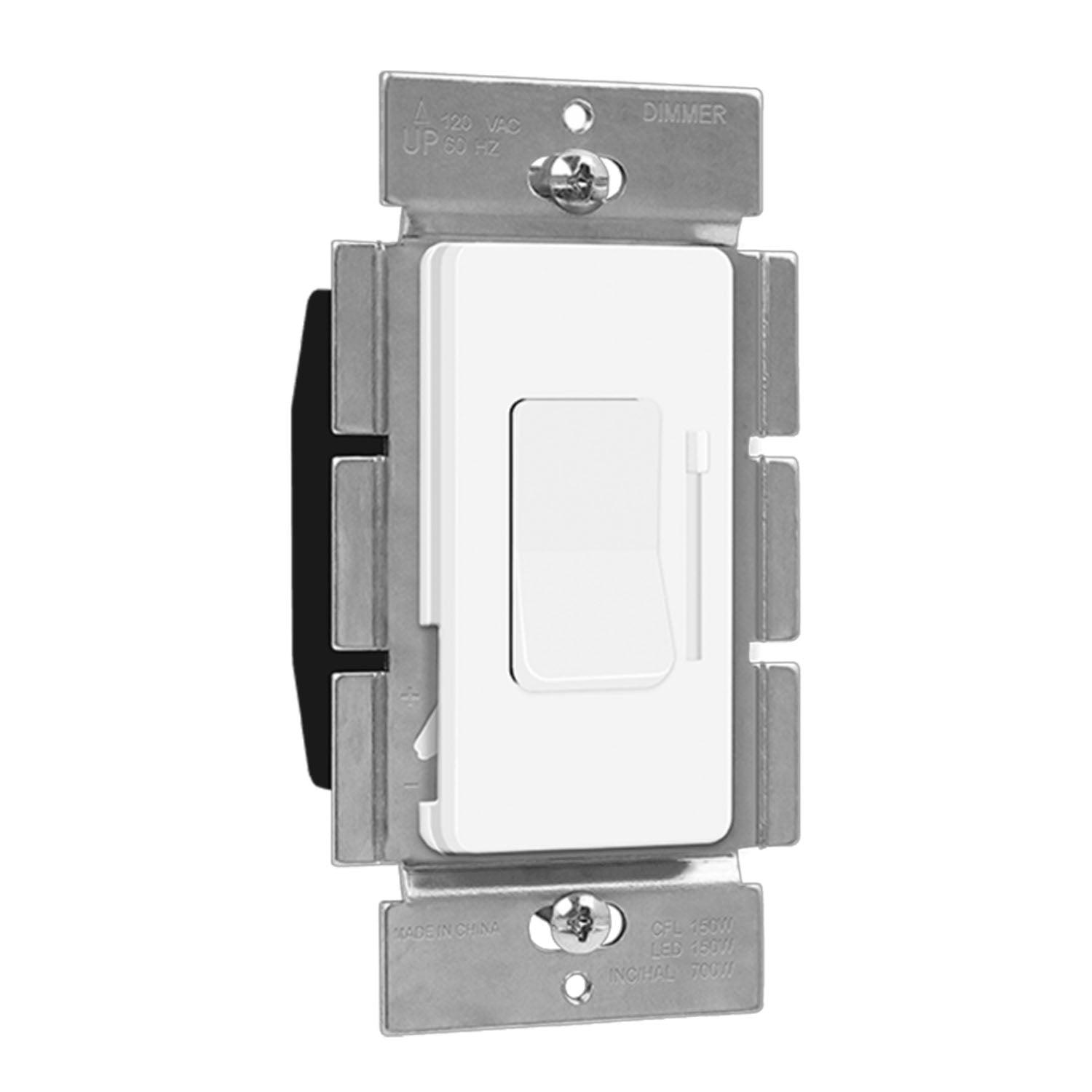 Decorator Dimmer Switch, 150 Watts LED, Single Pole/3-Way, White - Bees Lighting