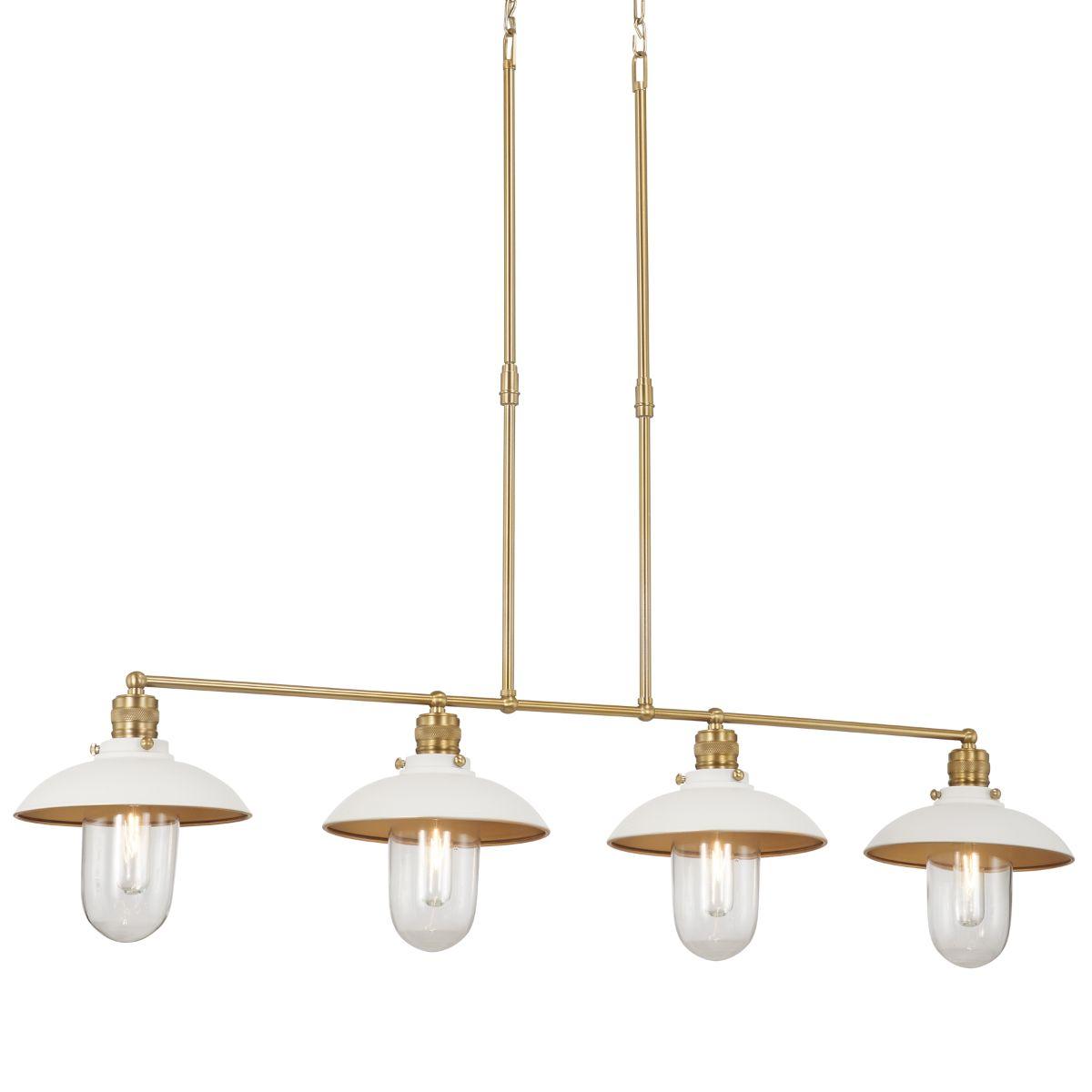 Downtown Edison 44 In. 4 Lights Chandelier White & brass Finish - Bees Lighting