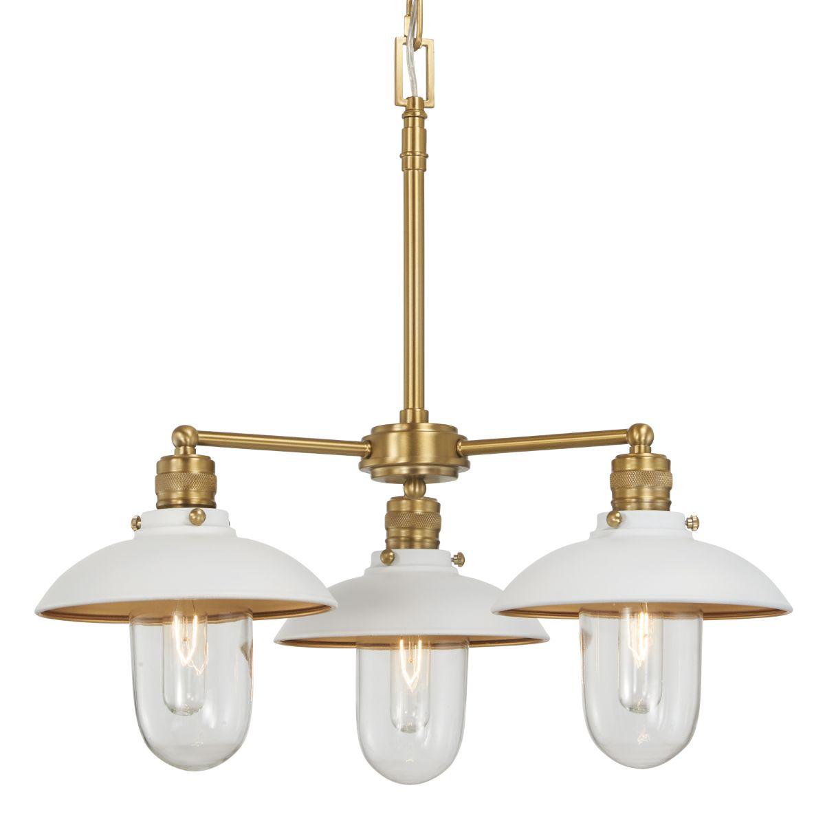 Downtown Edison 23 In. 3 Lights Chandelier White & brass Finish - Bees Lighting