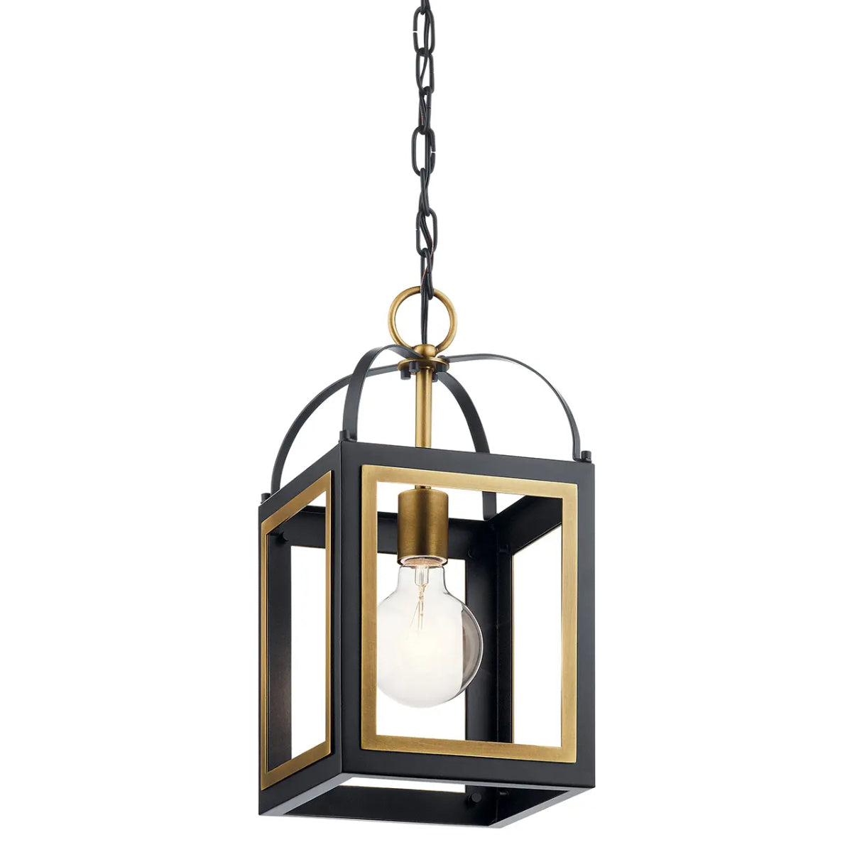 Vath 16" 1-Light Pendant Light, Black and Brass Finish