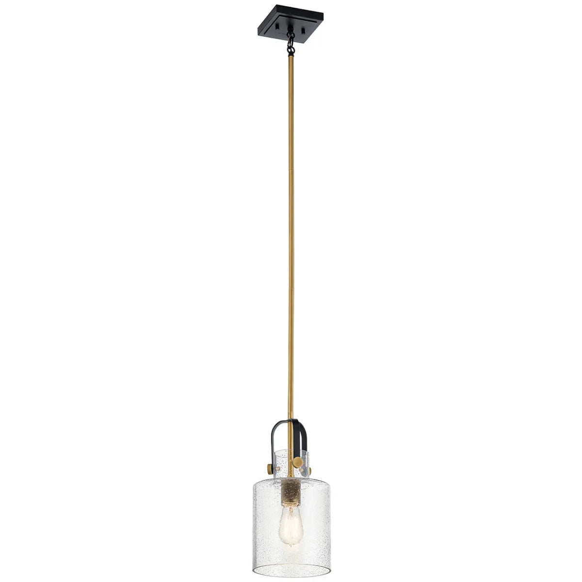 Kitner 15" 1-Light Pendant Light with Clear Seeded Glass, Natural Brass Finish - Bees Lighting