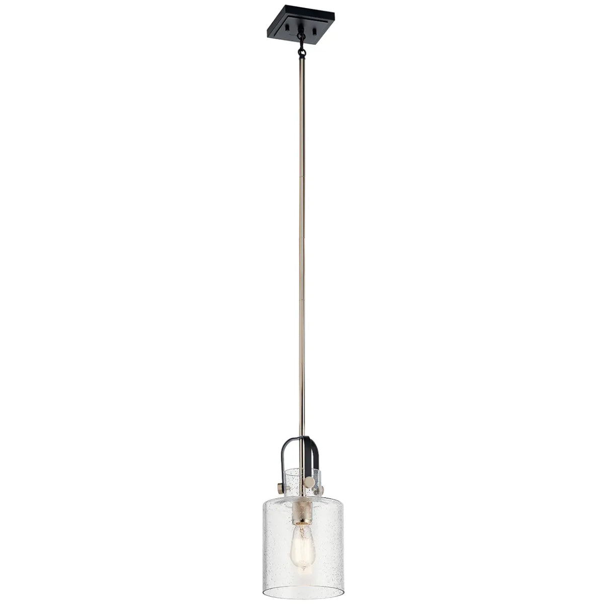 Kitner 15" 1-Light Pendant Light with Clear Seeded Glass, Polished nickel Finish - Bees Lighting