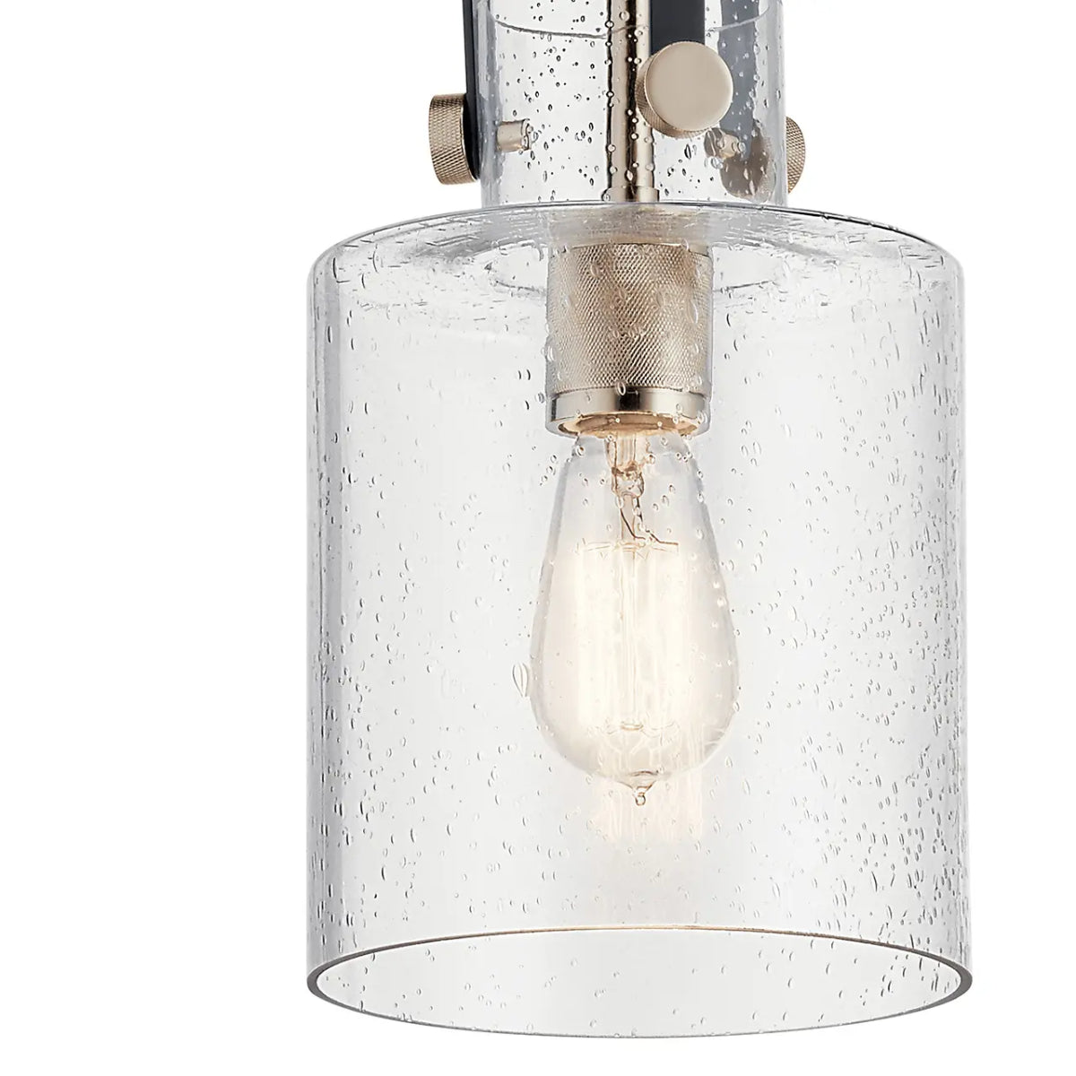 Kitner 15" 1-Light Pendant Light with Clear Seeded Glass, Polished nickel Finish - Bees Lighting