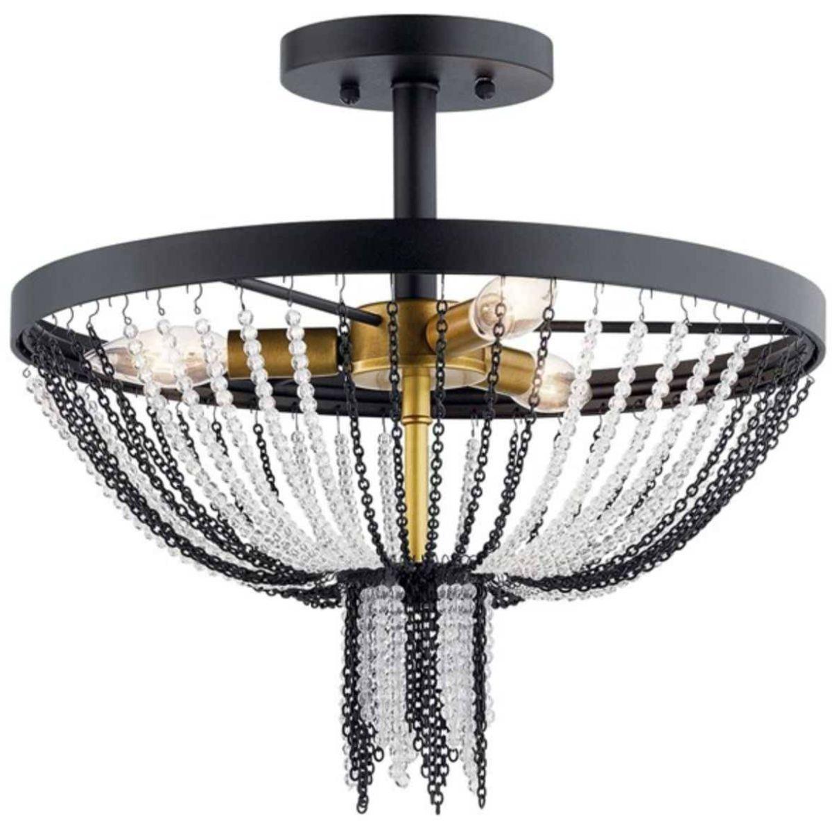 Alexia 16 in. 3 Lights Semi Flush Mount Light Black finish - Bees Lighting