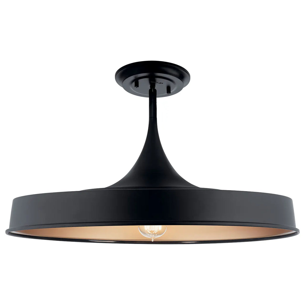 Elias 22" 1-Light Convertible Pendant Light with Metal Dome Shade, Black Finish - Bees Lighting