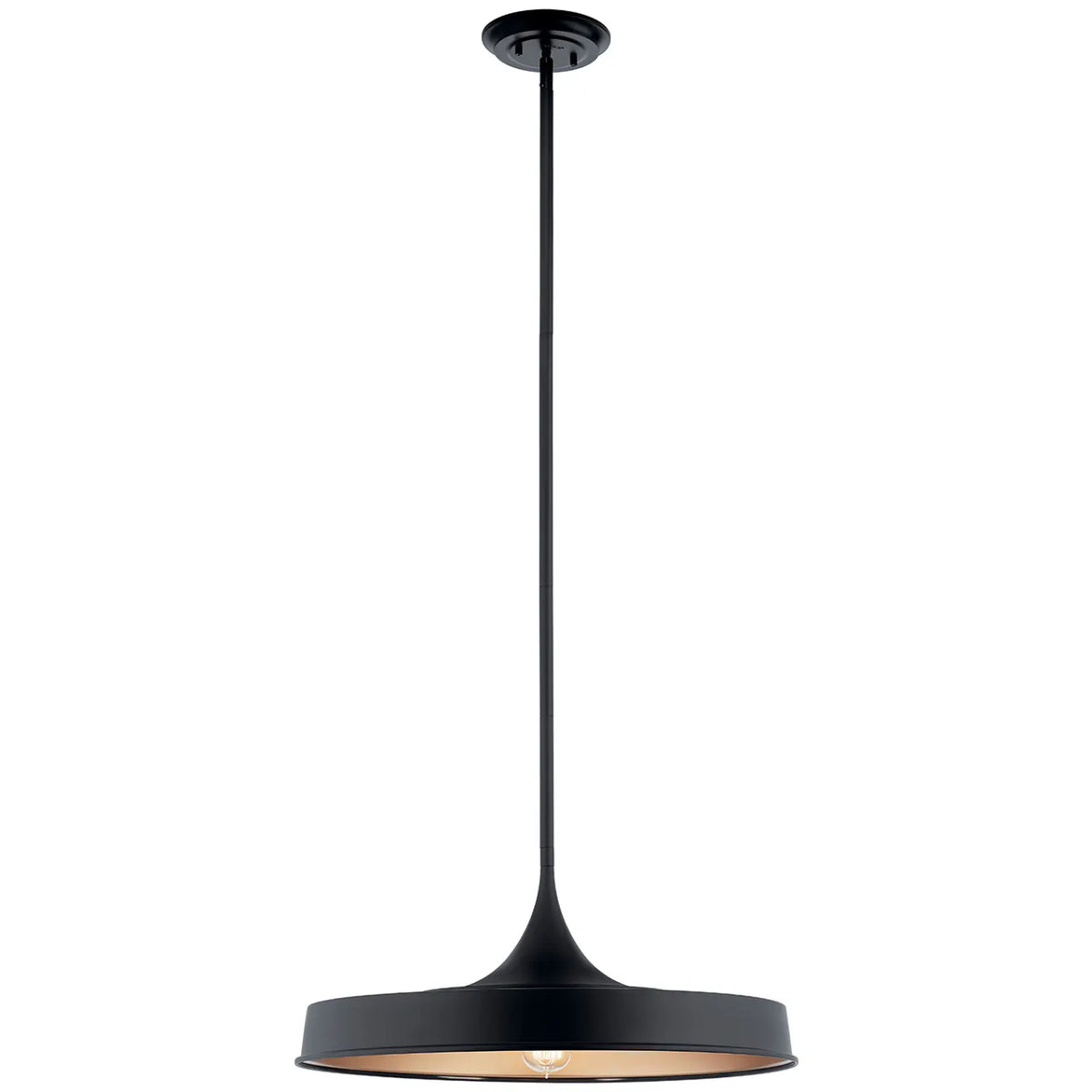 Elias 22" 1-Light Convertible Pendant Light with Metal Dome Shade, Black Finish - Bees Lighting