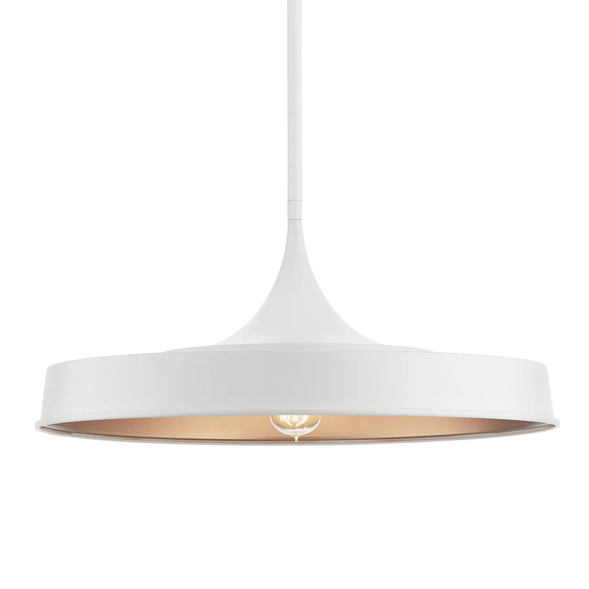 Elias 22" 1-Light Convertible Pendant Light with Metal Dome Shade, White Finish - Bees Lighting