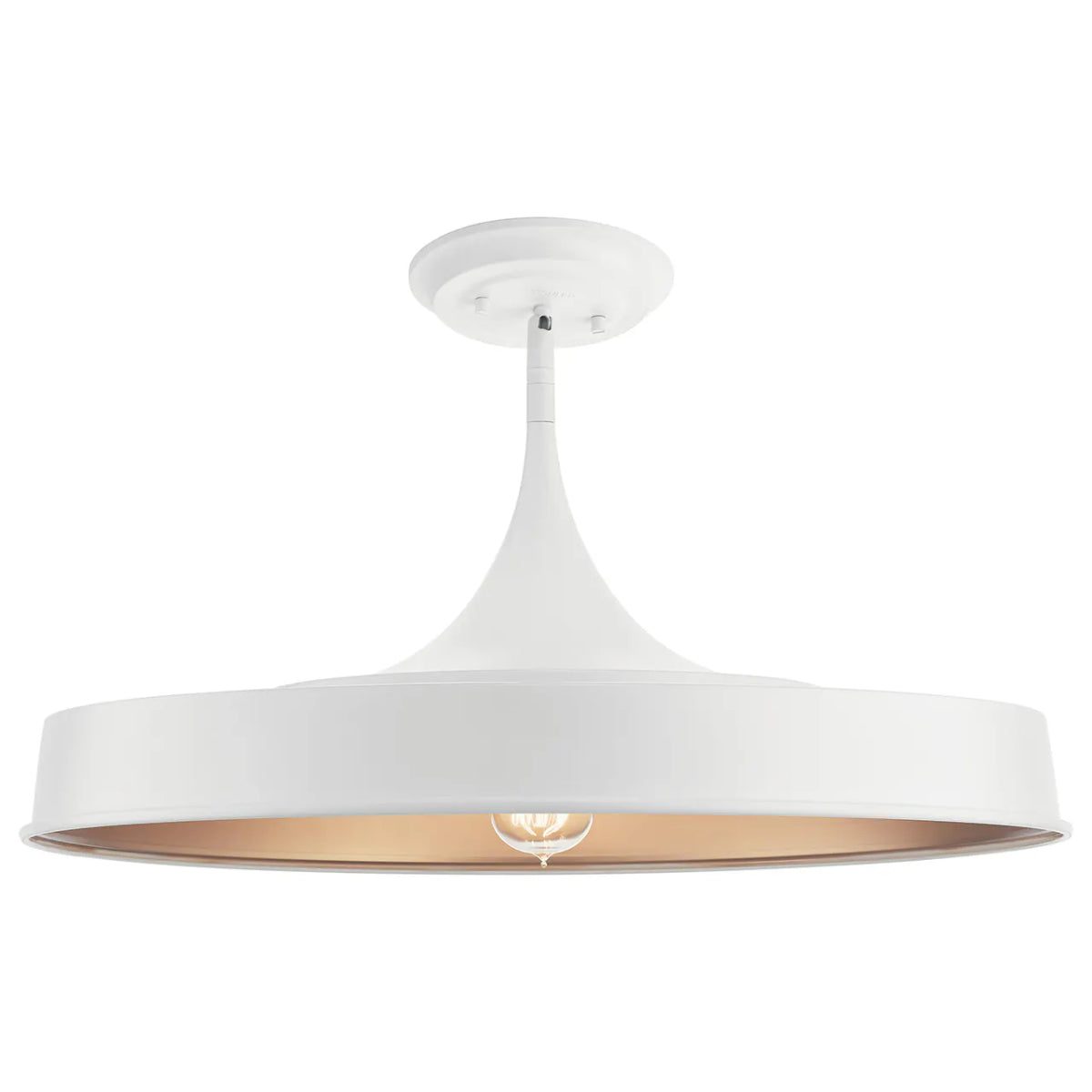 Elias 22" 1-Light Convertible Pendant Light with Metal Dome Shade, White Finish - Bees Lighting