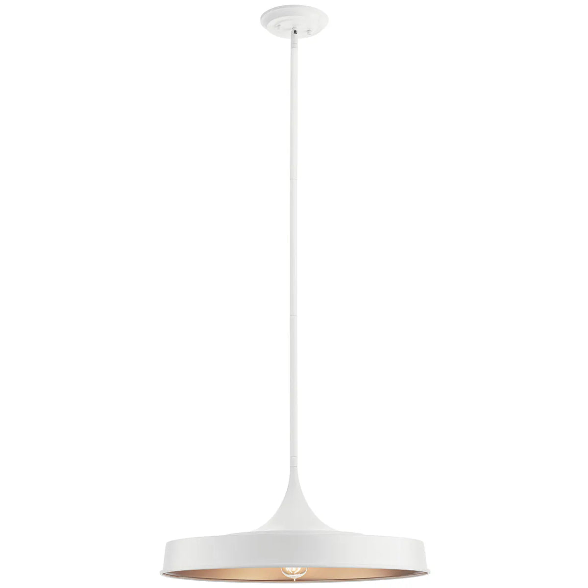 Elias 22" 1-Light Convertible Pendant Light with Metal Dome Shade, White Finish - Bees Lighting