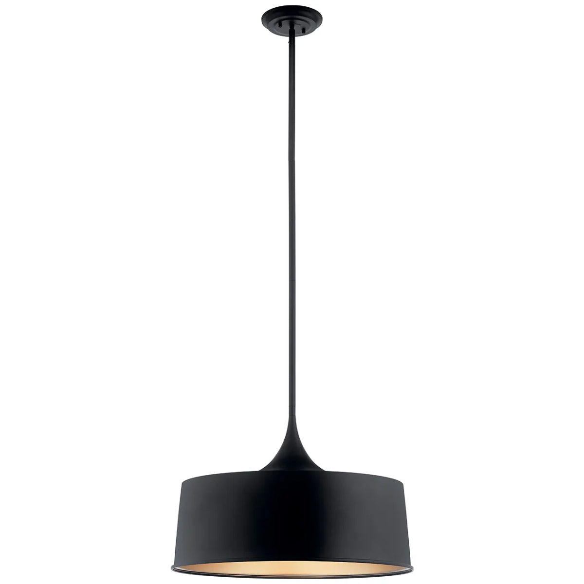 Elias 24" 1-Light Convertible Pendant Light with Metal Dome Shade, Black Finish - Bees Lighting