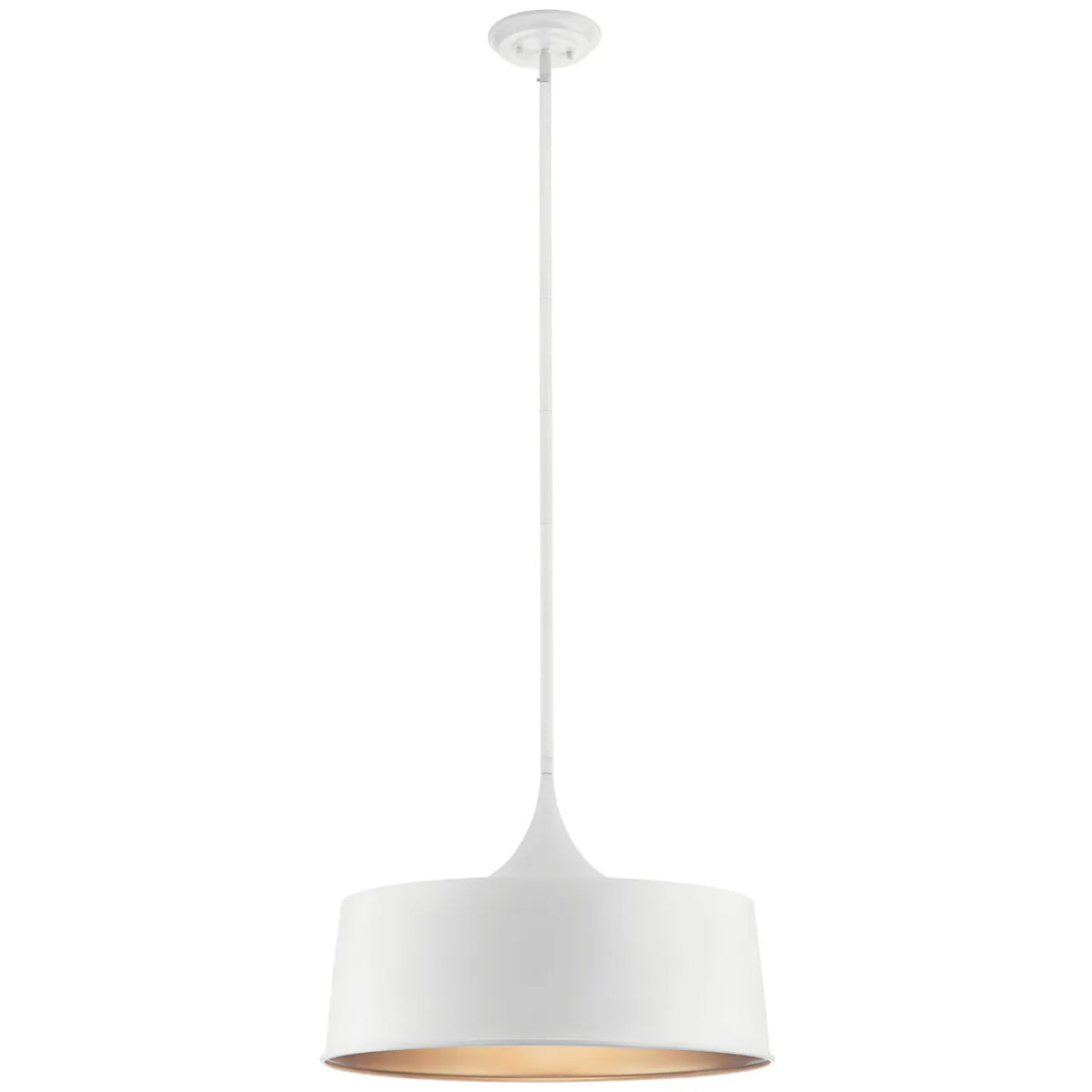 Elias 24" 1-Light Convertible Pendant Light with Metal Dome Shade, White Finish - Bees Lighting