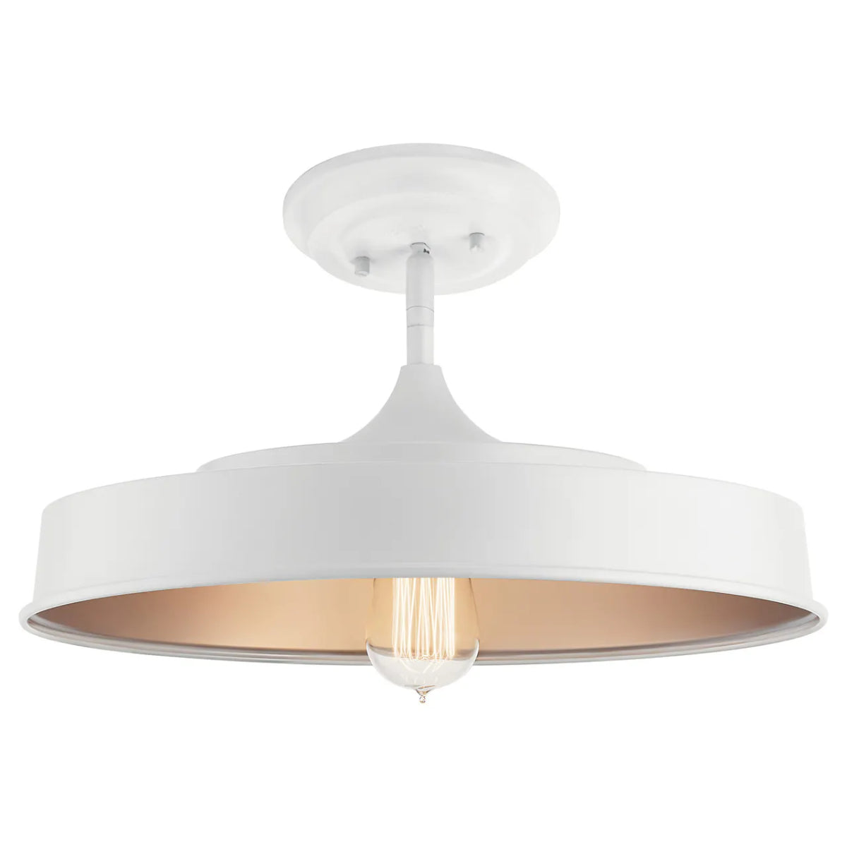 Elias 16" 1-Light Convertible Pendant Light with Metal Dome Shade, White Finish - Bees Lighting