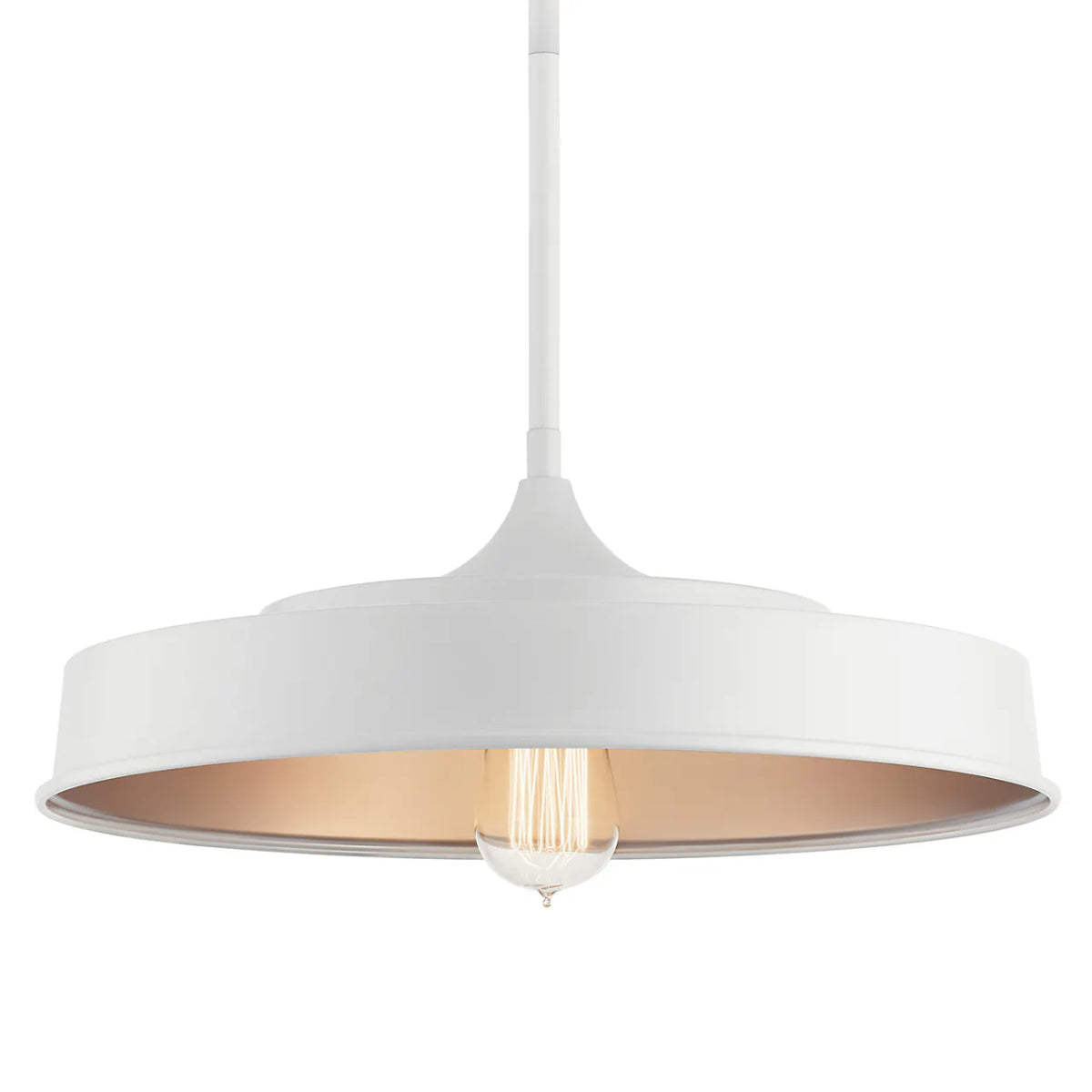 Elias 16" 1-Light Convertible Pendant Light with Metal Dome Shade, White Finish - Bees Lighting