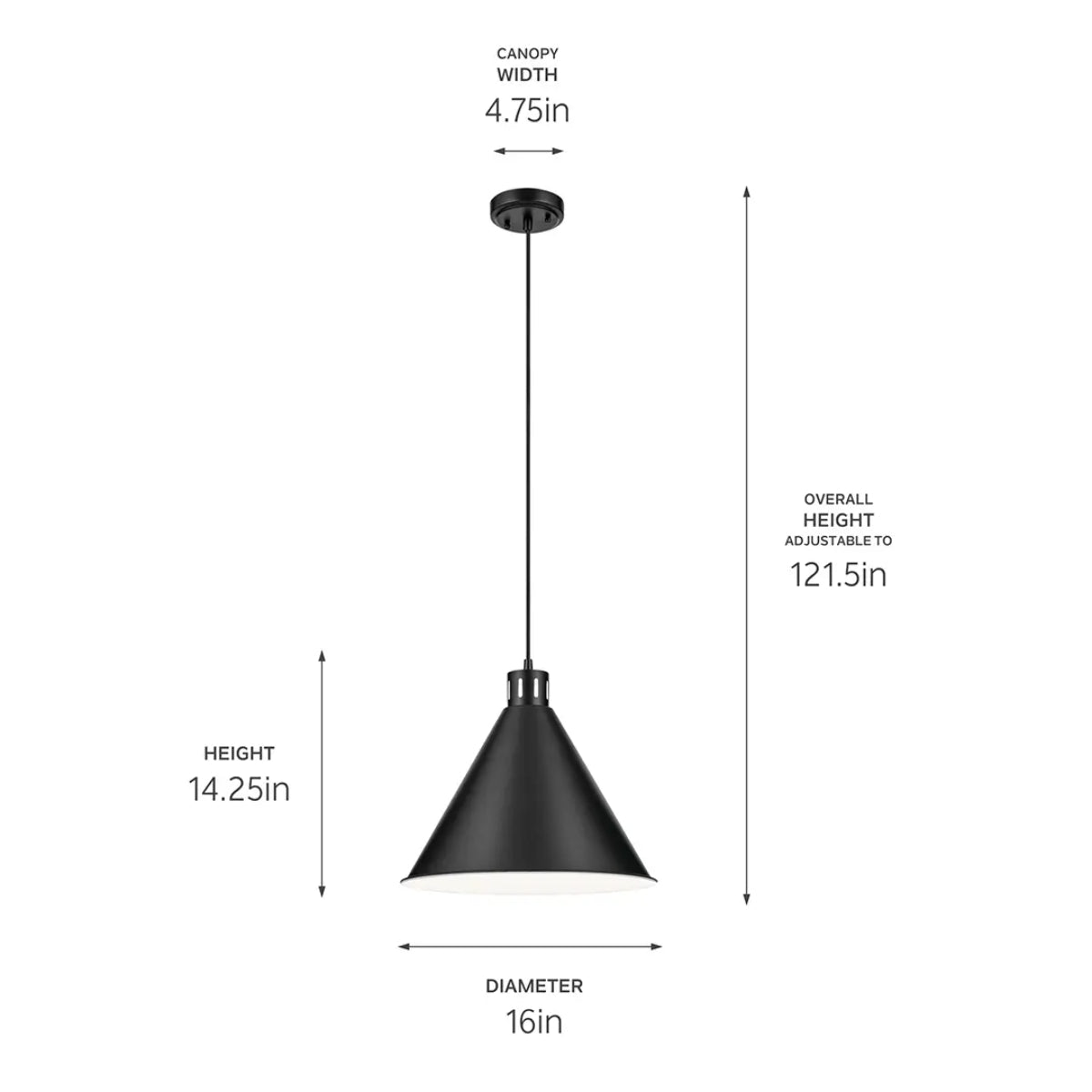 Zailey 16" 1-Light Pendant Light, Black Finish - Bees Lighting