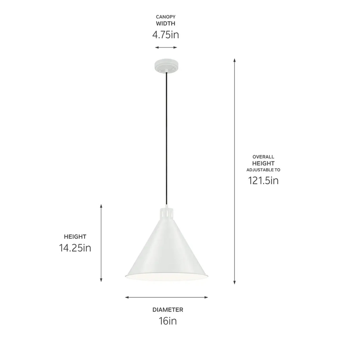 Zailey 16" 1-Light Pendant Light, White Finish - Bees Lighting