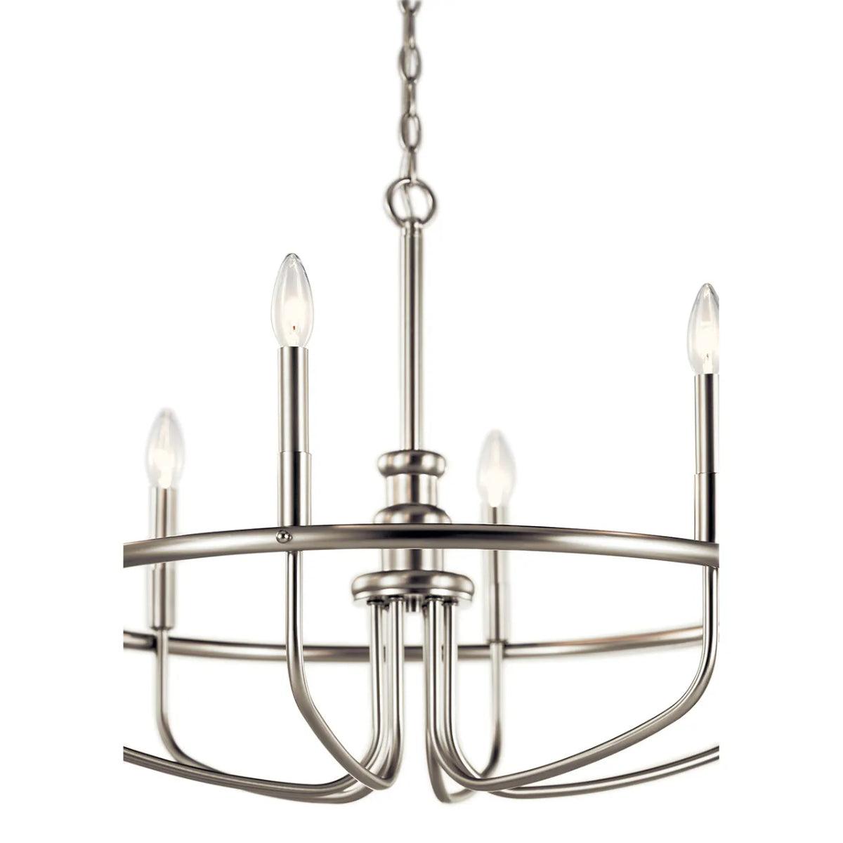 Capitol Hill 29" 6-Light Chandelier 1-Tier, Brushed Nickel Finish - Bees Lighting