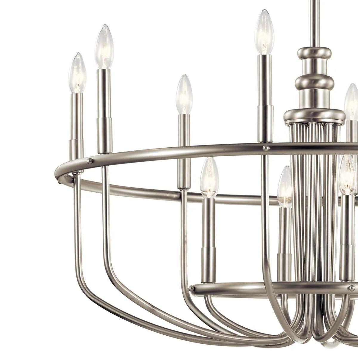 Capitol Hill 35" 12-Light Chandelier Multi-Tier, Brushed Nickel Finish - Bees Lighting