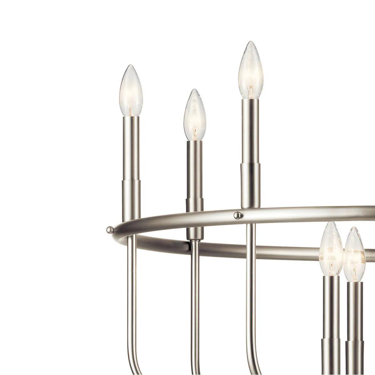 Capitol Hill 35" 12-Light Chandelier Multi-Tier, Brushed Nickel Finish - Bees Lighting