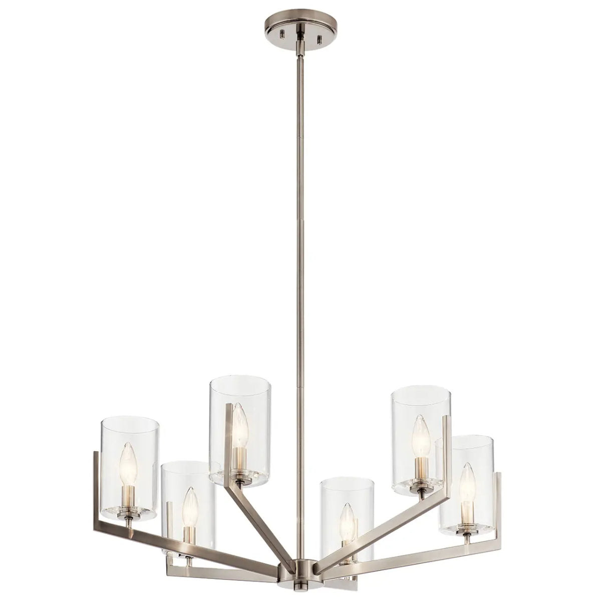 Nye 28" 6-Light Chandelier with Clear Glass, Classic Pewter Finish - Bees Lighting