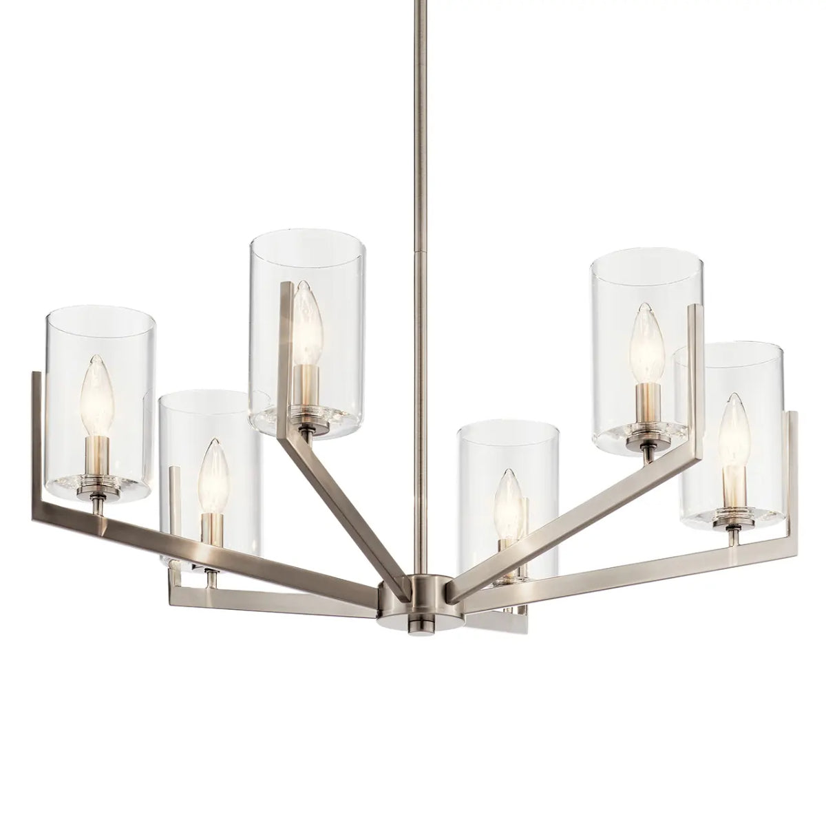 Nye 28" 6-Light Chandelier with Clear Glass, Classic Pewter Finish - Bees Lighting