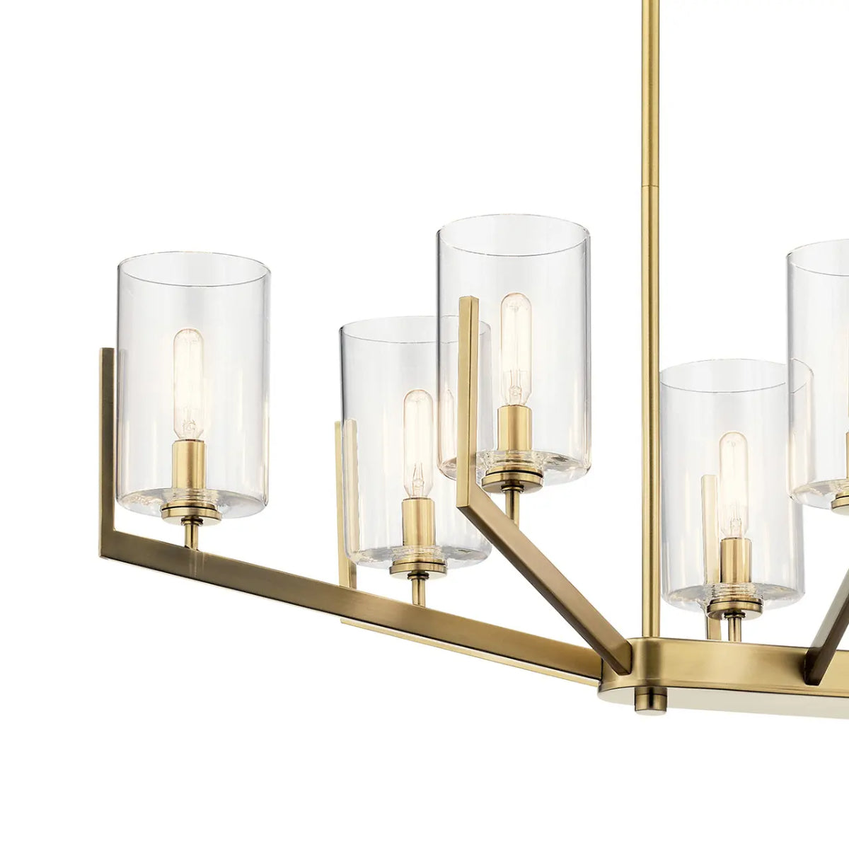 Nye 37" 8-Light Chandelier with Clear Glass, Brushed Natural Brass Finish - Bees Lighting