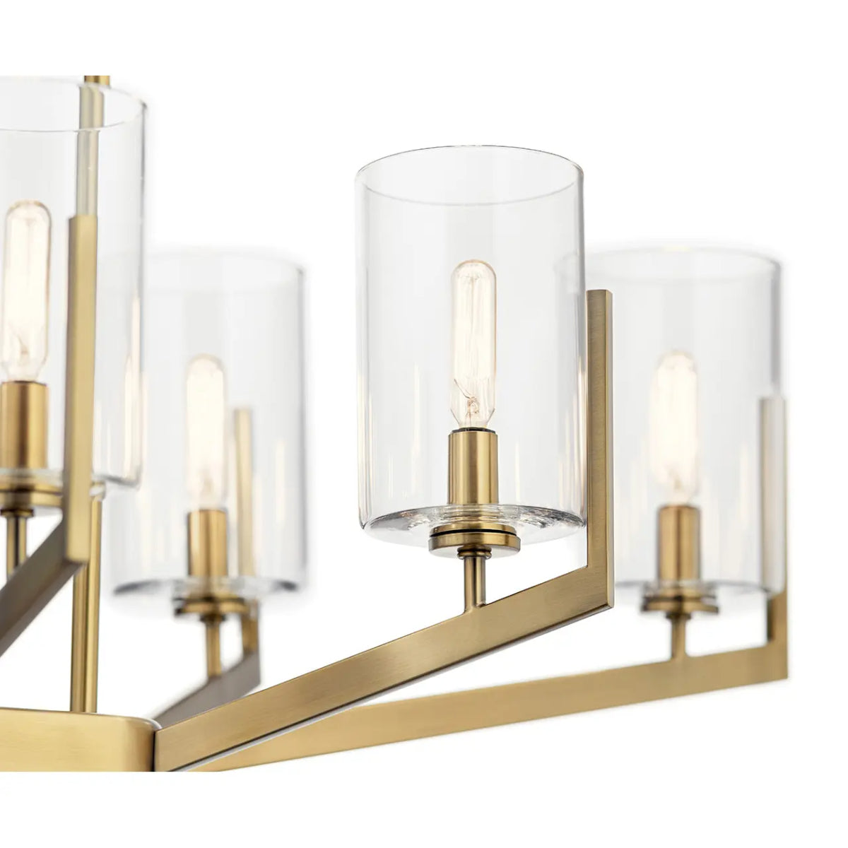 Nye 37" 8-Light Chandelier with Clear Glass, Brushed Natural Brass Finish - Bees Lighting