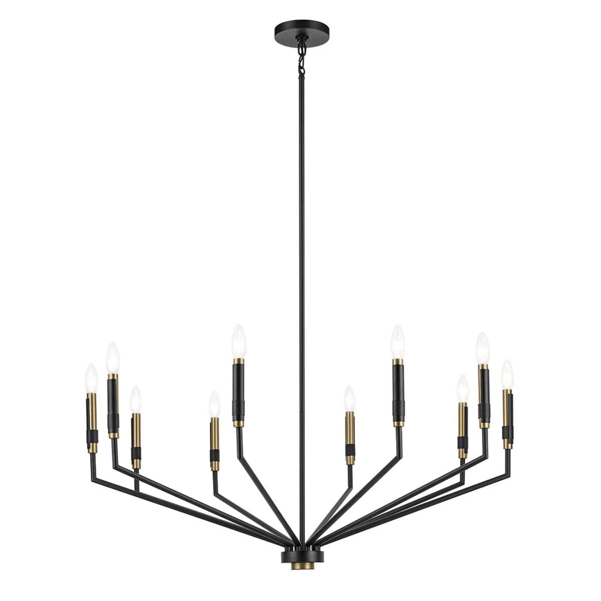 Armand 38" Armand 10-Light Chandelier 1-Tier, Black and bronze Finish - Bees Lighting